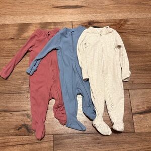 Old Navy Ribbed Footies Bundle- Mauve, Blue, and Cream